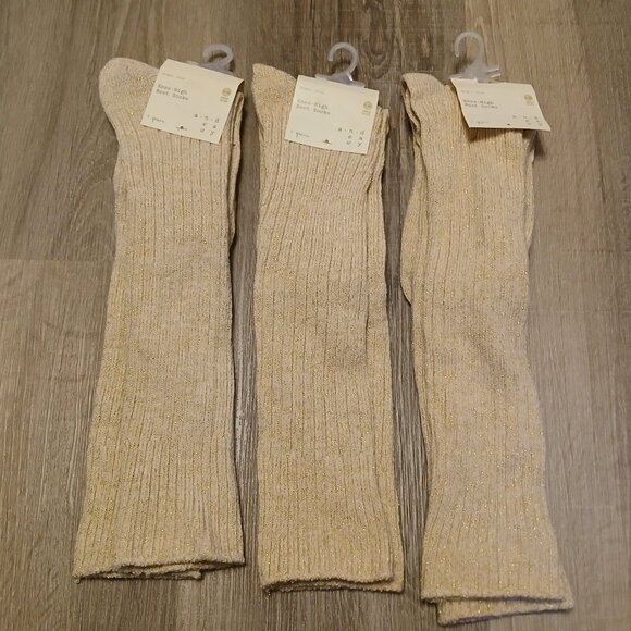 A New Day 3 Pairs Shoe Size 4-10 Women's Metallic Yarn Knee High Boot Socks - Picture 1 of 6